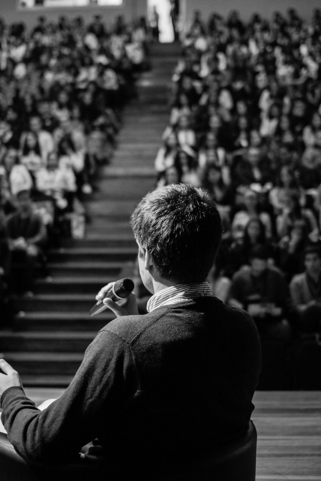 confident speaker addressing audience